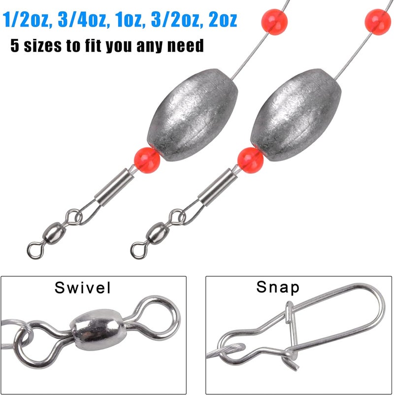 FUSIGO Egg Fishing Sinker Weight Rigs, 6pcs Flounder Rig Saltwater Bottom Rigs Stainless Steel Wire Leader with Egg Sinker Catfish Carolina Rigs Fishing Ready Rigs for Trout Drum Redfish Fishing - Image 5